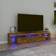 shumee TV skrinka s LED svetlami dymový dub 200x36,5x40 cm