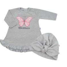 NEW BABY Dojčenské šatôčky s čiapočkou-turban New Baby Little Princess sivé 86 (12-18m)