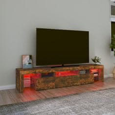shumee TV skrinka s LED svetlami dymový dub 200x36,5x40 cm