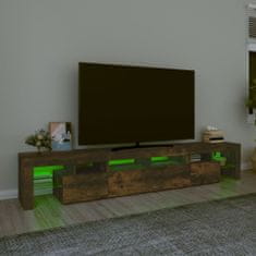 shumee TV skrinka s LED svetlami dymový dub 230x36,5x40 cm