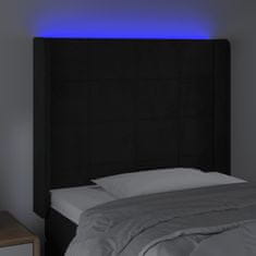 shumee Čelo postele s LED čierne 103x16x118/128 cm zamat