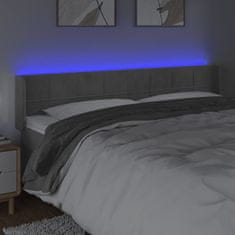 shumee Čelo postele s LED bledosivé 203x16x78/88 cm zamat
