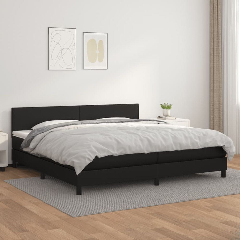 shumee Boxspring posteľ s matracom čierna 200x200 cm umelá koža