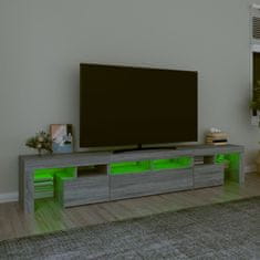 shumee TV skrinka s LED svetlami sivá sonoma 230x35x40 cm