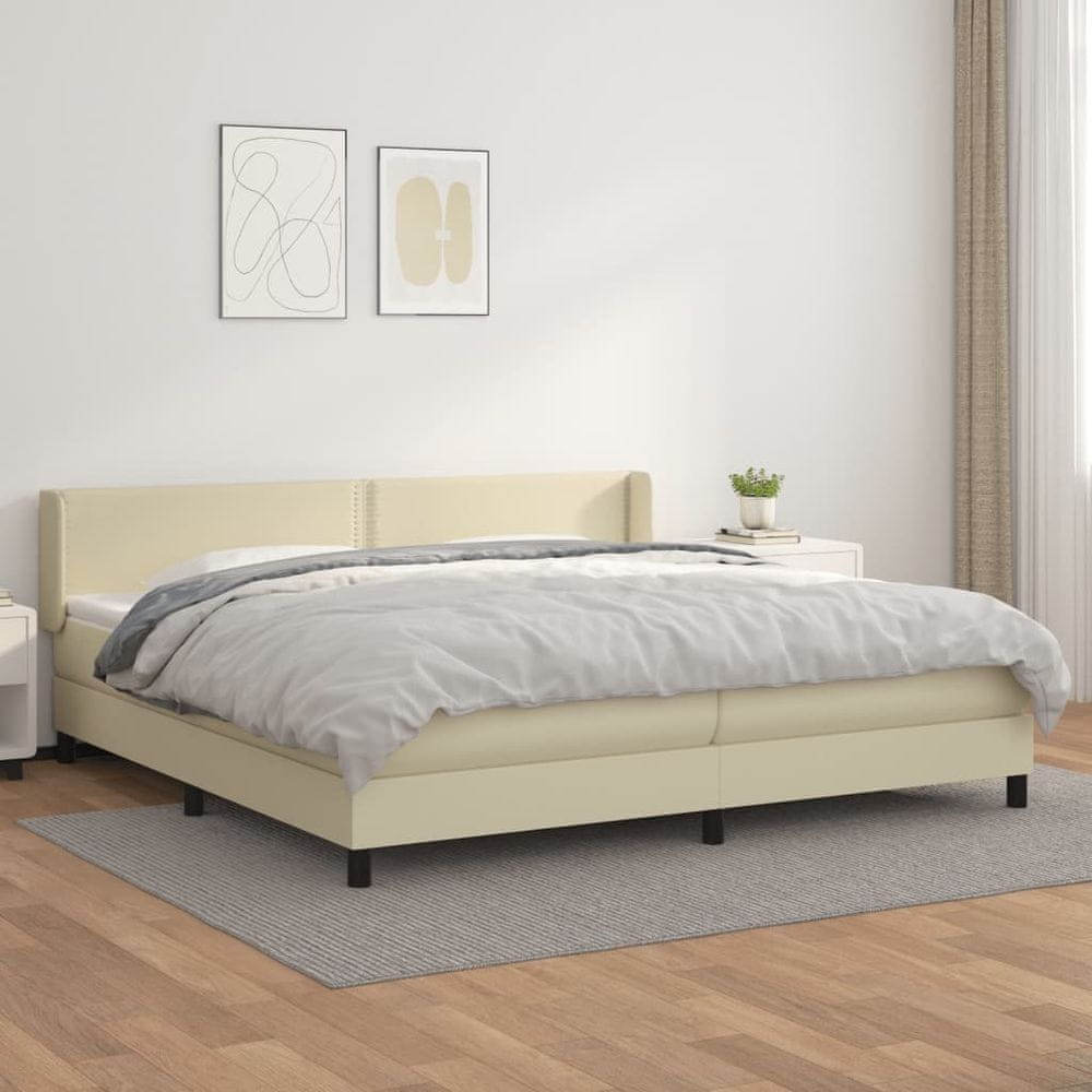 Petromila vidaXL Boxspring posteľ s matracom krémová 200x200 cm umelá koža