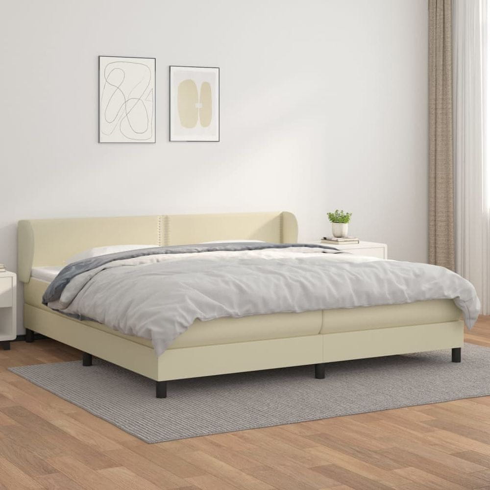 Petromila vidaXL Boxspring posteľ s matracom krémová 200x200 cm umelá koža