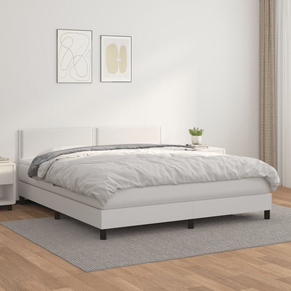 shumee Boxspring posteľ s matracom biela 180x200 cm umelá koža