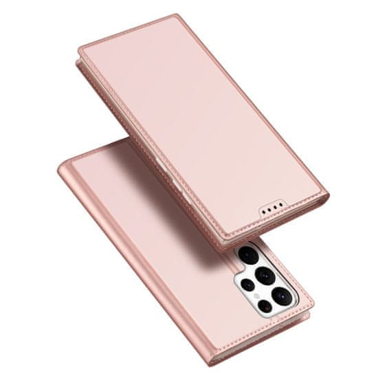 Dux Ducis Skin Pro knižkové kožené puzdro na Samsung Galaxy S23 Ultra, ružové