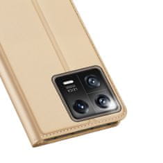 Dux Ducis Skin Pro knižkové kožené puzdro na Xiaomi 13, zlaté