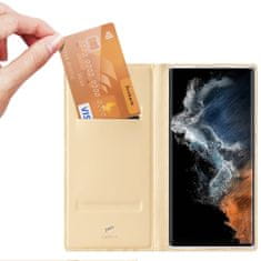 Dux Ducis Skin Pro knižkové kožené puzdro na Samsung Galaxy S23 Ultra, zlaté