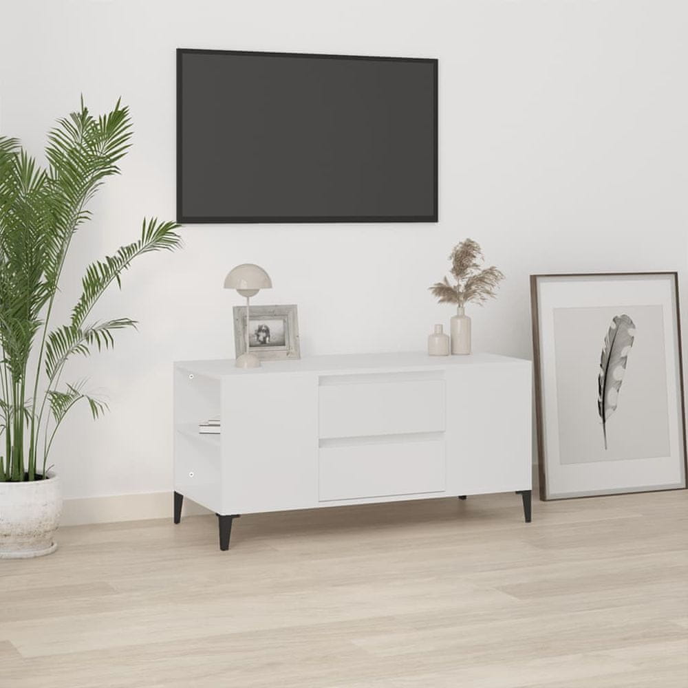 Vidaxl TV skrinka biela 102x44,5x50 cm spracované drevo
