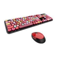 slomart MOFII Sweet 2.4G bezdrôtová klávesnica + myš (čierna a červená)