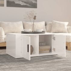 shumee Konferenčný stolík lesklý biely 80x50x36 cm spracované drevo