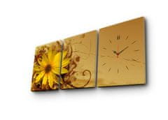 Wallity 3 dielne dekoratívne nástenné hodiny Klota žlto-hnedé