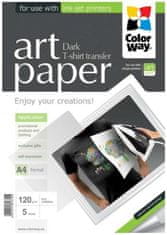 ColorWay nažehľovací papier/ na tmavý/ textil/ 120g/m2, A4/ 5 kusov