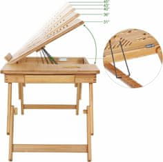 Songmics Stolík pod notebook bambusový, odvetrávanie, úložný šuplík, šírka 61 cm