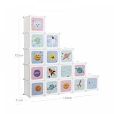 Songmics Organizér na hračky 15 boxov, vesmír 153 x 31 x 153 cm