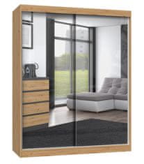 shumee Šatní skříň s posuvnými dveřmi se 2 zrcadly IGA 160x61xH200 artisan
