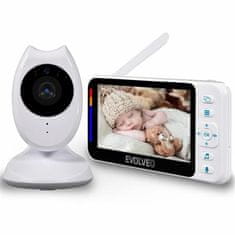 Evolveo Baby monitor N4, detská pestúnka, audio i video prenos, nočný režim, stráženie teploty, displej 4,3"