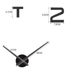 Ruhhy Dizajnové 3D nálepovacie hodiny 130 cm Čierne Ruhhy 19928