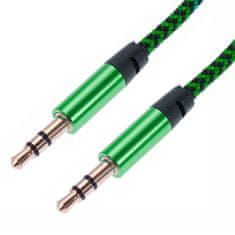 Northix 1m tkaný 3,5mm kábel Aux – zelený 