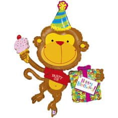 Grabo Fóliový balón supershape Opička Happy Birthday 107cm
