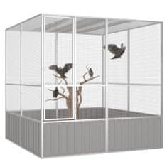 Vidaxl Klietka pre vtáky sivá 213,5x217,5x211,5 cm pozinkovaná oceľ