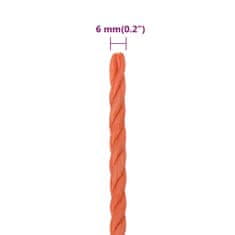 Vidaxl Pracovné lano oranžové 6 mm 25 m polypropylén