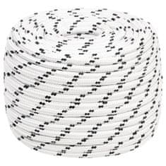 Vidaxl Pletené lodné lano biele 12 mm x 25 m polyester