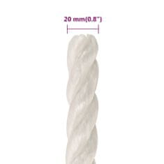 Vidaxl Pracovné lano biele 20 mm 25 m polypropylén