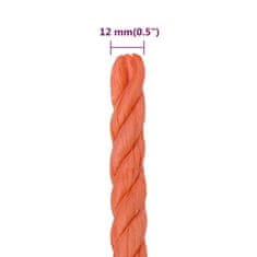 Vidaxl Pracovné lano oranžové 12 mm 50 m polypropylén