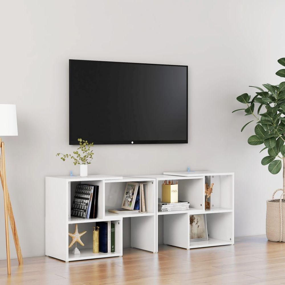 Vidaxl TV skrinka, lesklá biela 104x30x52 cm drevotrieska