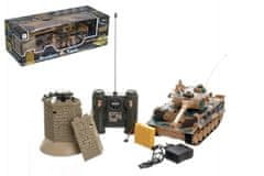 Teddies Tank RC 35cm + bunker na bat. plast s dobíjacím packom so zvukom sa svetlom 40MHz