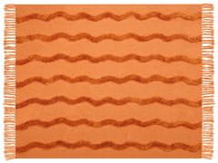 Beliani Bavlnená deka 125 x 150 cm oranžová KHARI