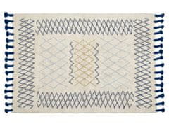 Beliani Bavlnený koberec 140 x 200 cm béžová/modrá ERZINCAN