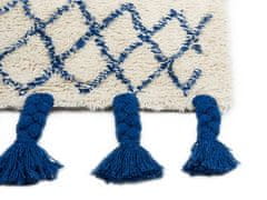 Beliani Bavlnený koberec 140 x 200 cm béžová/modrá ERZINCAN