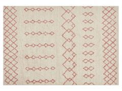 Beliani Bavlnený koberec 140 x 200 cm béžová/ružová BUXAR