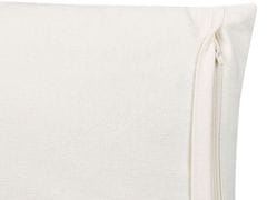 Beliani Bavlnený vankúš geometrický vzor 45 x 45 cm bieložltý WOODI