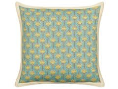 Beliani Bavlnený vankúš kvetinový vzor 45 x 45 cm modrý/ žltý WAKEGI