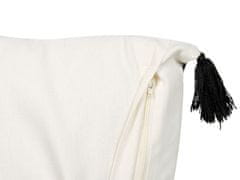 Beliani Bavlnený vankúš geometrický vzor so strapcami 45 x 45 cm biela a čierna MAYS