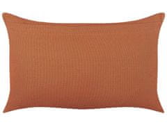Beliani Bavlnený vankúš s geometrickým vzorom 35 x 55 cm oranžová ALBIUM