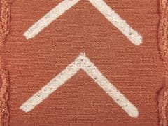 Beliani Bavlnený vankúš s geometrickým vzorom 35 x 55 cm oranžová ALBIUM