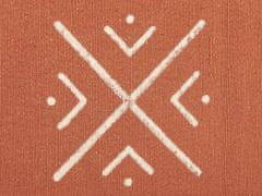 Beliani Bavlnený vankúš s geometrickým vzorom 45 x 45 cm oranžovo-biely VITIS