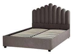 Beliani Zamatová posteľ s úložným priestorom 140 x 200 cm sivobéžová VINCENNES