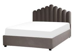 Beliani Zamatová posteľ s úložným priestorom 140 x 200 cm sivobéžová VINCENNES