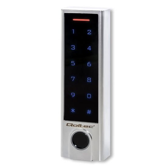 Qoltec Titan kódový zámok s dotykovou obrazovkou a čítačkou odtlačkov prstov | RFID | BT 4.0 | kód | karta | krúžok na kľúče | IP68 | EM