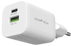 RhinoTech MINI Dual 33W nabíjací adaptér USB-C + USB-A RTACC320, biela