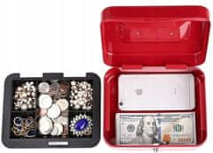 Korbi Prenosná pokladňa, kovová, červená 20x9x16 cm