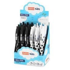 EASY Kids FANCY Guľôčkové pero, modrá semi-gél náplň, 0,7 mm, 24 ks v balení, bielo-čierne a čierno-šedé