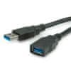 Kábel USB 3.0 A-A M/F 0.8m, Super Speed, čierny